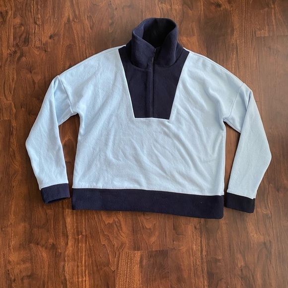 Dudley Stephens Terry Fleece Putnam Pullover 1/4 Zip Blue Size Medium